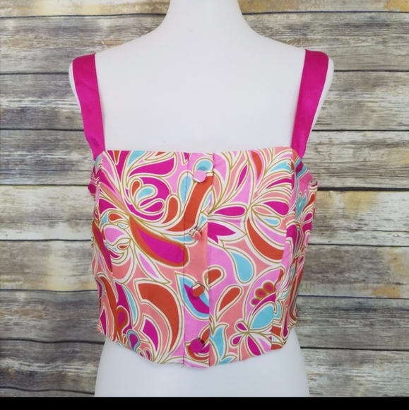 NWT Zara Pink Paisley Button Front Sleeveless Tank - Picture 4 of 7